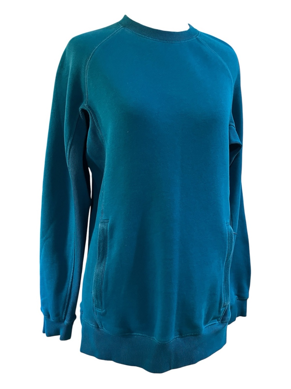 DULUTH TRADING COMPANY SOUPED UP  CREW NECK SWEATSHIRT TEAL BLUE SIZE XS